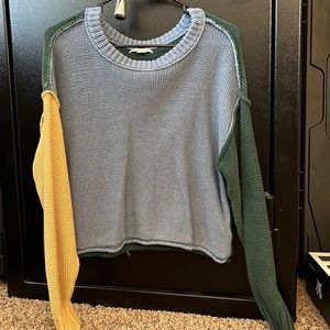 Medium cropped tri color knit sweater from American eagle